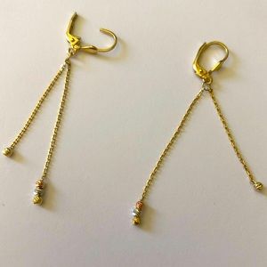 925 Silver beads chain dangling hoops earrings
